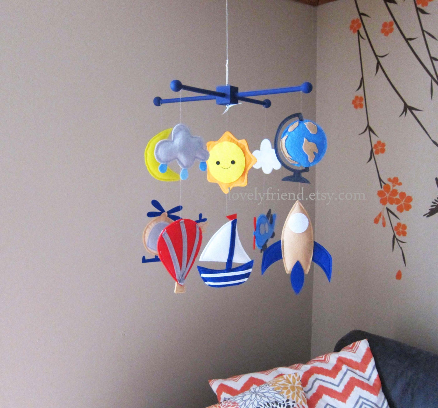 Unique Travel Themed Baby Mobile for Small Space