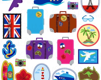 Travel Clipart Clip Art, Vacation Beach Clipart Clip Art Vectors - Commercial and Personal