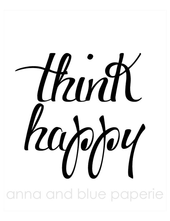 Think Happy Art Print Printable DIY - choose your colors by anna and blue paperie Il_570xn