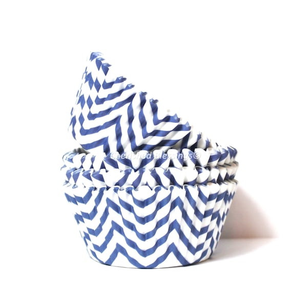 Get Zig One Chevron Liners, Liners, Blue vintage Cupcake cupcake Navy   Buy One,  Cupcake liners paper