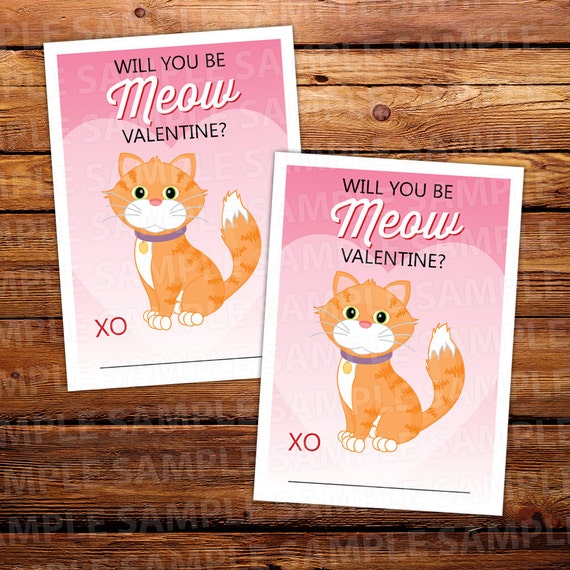 Kitty Cat Valentine Card Cat School Valentine Printable