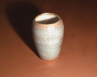 LOVELY Stangl Vase Aqua Gold Painted Pottery ~ Summer Sunset Sale "TAKE10" Coupon