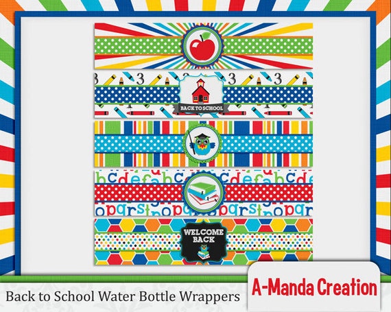 Back to School Printable Water Bottle Wrappers Il_570xn
