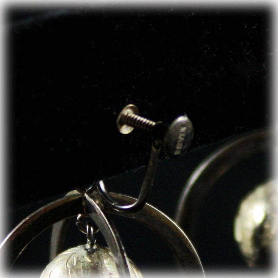 Rare Sterling Silver Perfume Locket Spheres and Ball Earrings