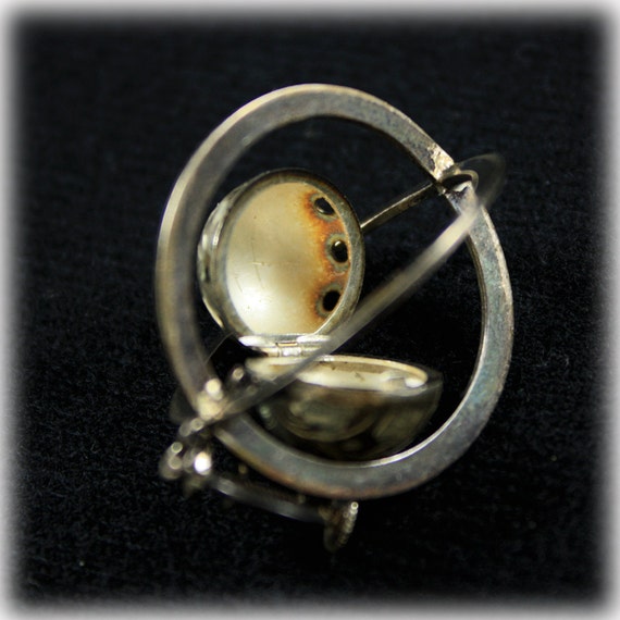 Rare Sterling Silver Perfume Locket Spheres and Ball Earrings