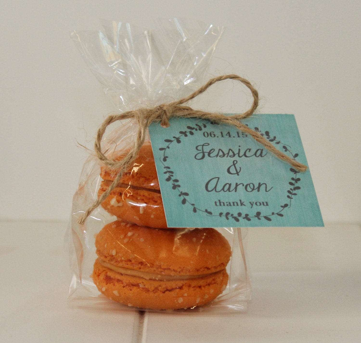 Mini Cellophane Favor Bag with personalized tag and ribbon