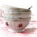 set of 3 french cafe au lait bowl ,country flowers, fine porcelain