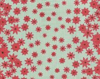 1 yard of Winters Lane Poinsettias Border Floral in Mint by Kate Birdie Paper Co for Moda