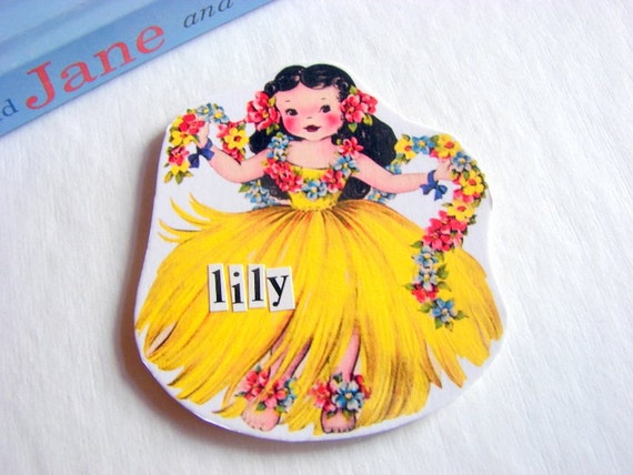 Brooch Ornament Or Magnet  Hawaiian Hula Girl With by mimiandlucy