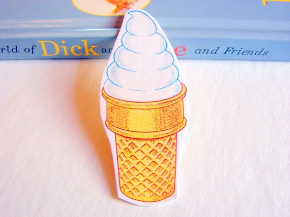Pin Or Magnet  Soft Serve Vanilla Ice Cream Cone  by mimiandlucy