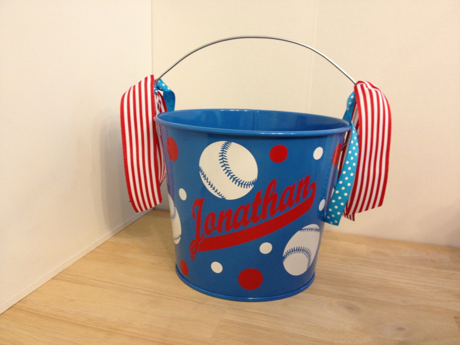 Personalized Easter basket 5 quart metal bucket Baseball