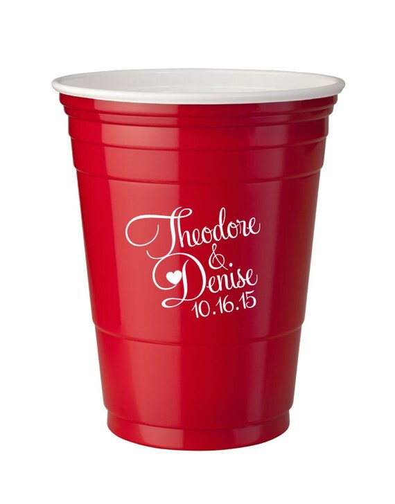 500 Personalized 16oz Red Solo Cups Wedding Favor Bar