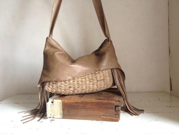Hobo Purse in Handweave and Fawn Leather Made to by byloomandhyde