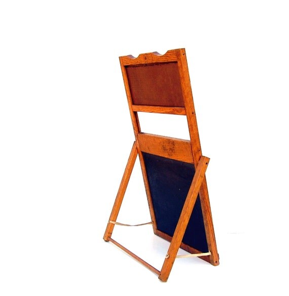 Antique Chalkboard Easel Vintage Childrens Blackboard Toy Oak