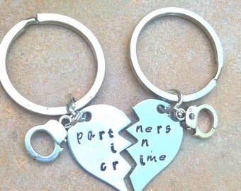 partners in crime, Valentine Gift, Boyfriend Gift, Personalized Keychain, partners in crime, partners in crime necklace, gifts for men