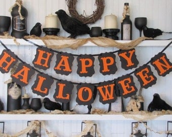HAPPY HALLOWEEN Banner, Halloween Sign, Halloween Decoration, Fall Sign, Fall Decoration, Autumn Decoration