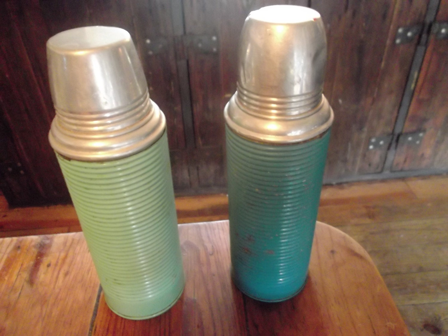 ANTIQUE THERMOS FLASK, aluminium, 1950s, Portuguese vintage Haute Juice