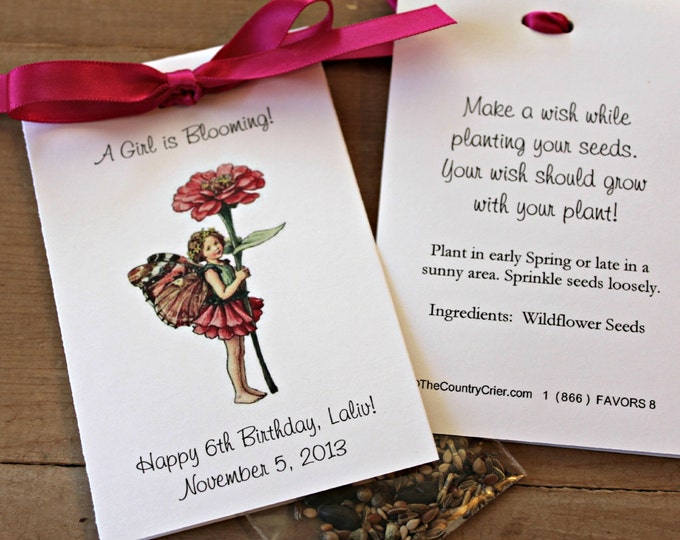 Garden Fairy Flower Seed Packets for Birthday Party Favors Zinnia Child Personalized Keepsakes Fairy Princess theme