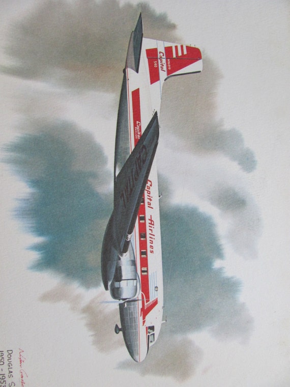 Vintage United Airlines Print Poster Douglas Super DC 3