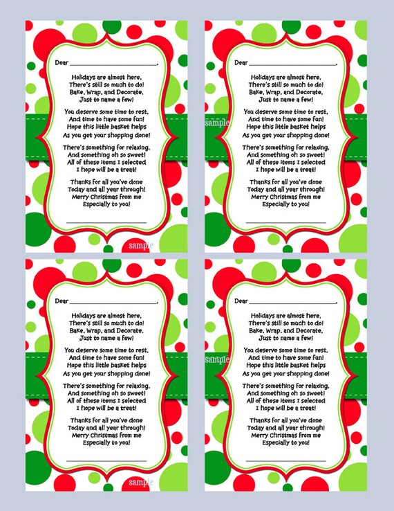 Christmas Basket Tags Printable Holiday Gift Tags