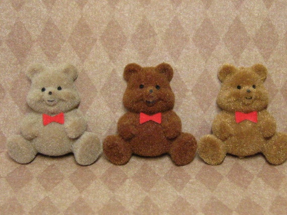 miniature brown flocked teddy bears