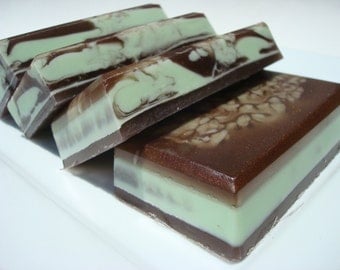 Mint Chocolate Soap - Chocolate Soap - Peppermint Soap, Mint Soap - Mint Chocolate Chip Soap - Chocolate Brown and Mint Green Soap
