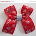 Christmas Snowflake Bow in Red with Sparkly Silver. Perfect Holiday Accessory for Baby or Toddler - READY TO SHIP