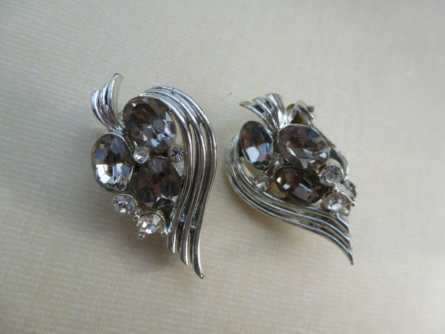 Lisner Earrings Signed Lisner Rhinestone Earrings Vintage Clip