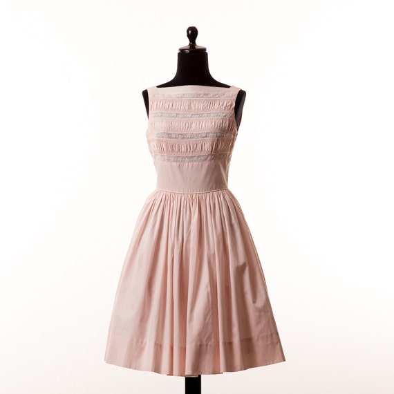 1950s Pink Cotton Dress/ Dirty Dancing Dress