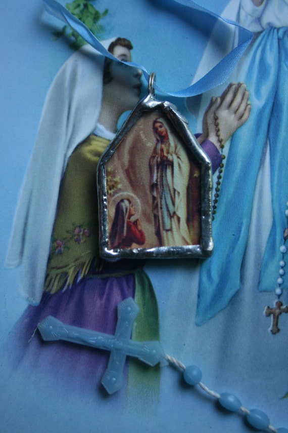 Our Lady of Lourdes pendant shrine - wearable sacred art