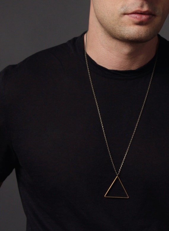 Mens Necklace Mens Jewelry Triangle pendant Steel Chain
