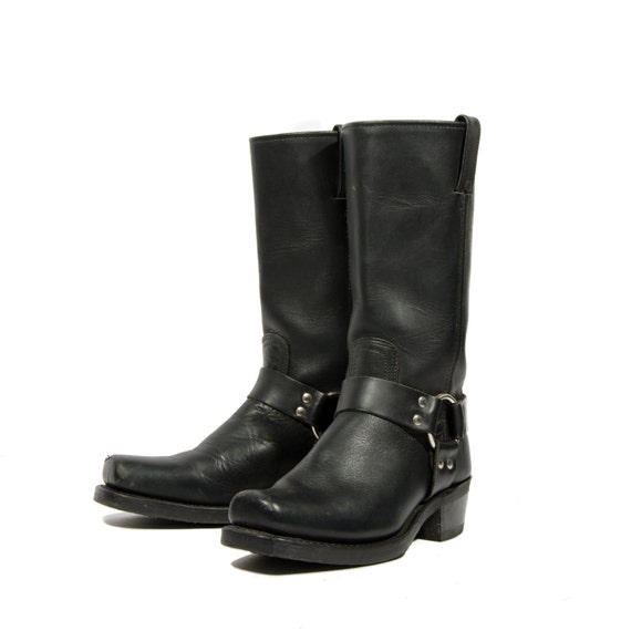 Women's FRYE Harness Boots Black Leather Motorcycle by ShopNDG