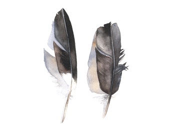 Feather Painting Archival print of watercolor painting - size A4