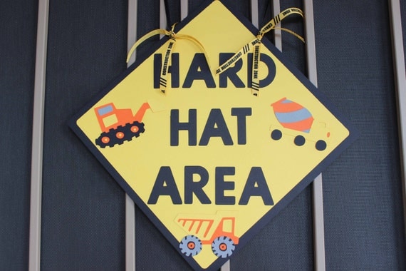 Construction Zone Hard Hat Area Sign You by FunCreationsByElaine