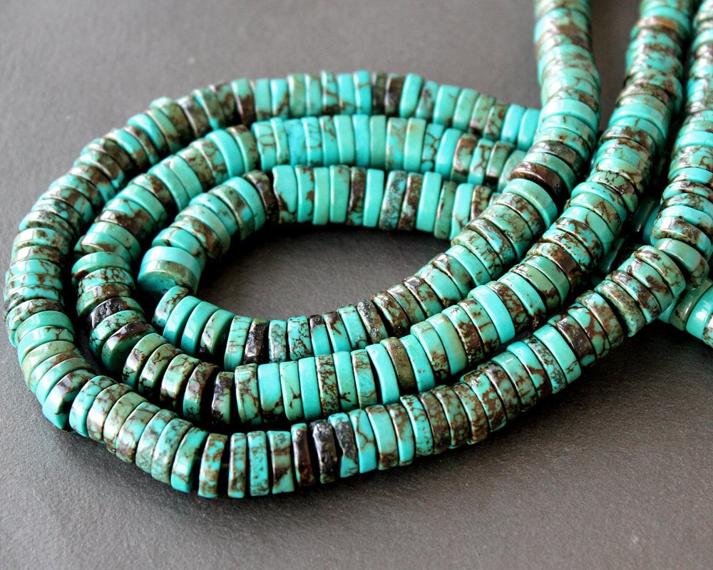 Turquoise Heishi / Disc Beads 10mm FULL STRAND 16 Inches