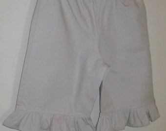 Girls Khaki Ruffle Capri Pants School Uniform Khaki Ruffled Boutique Style Capri Length Pants