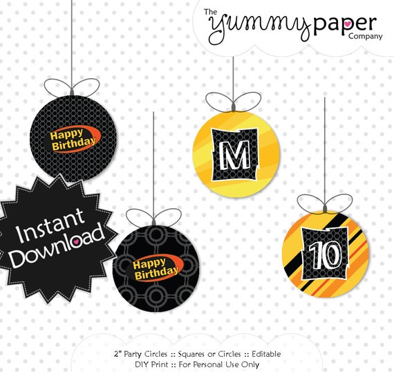 Editable Blaster Party Cupcake Toppers - Instant Download PDF Template- Editable Toppers or Tags .. nw01 Il_570xn