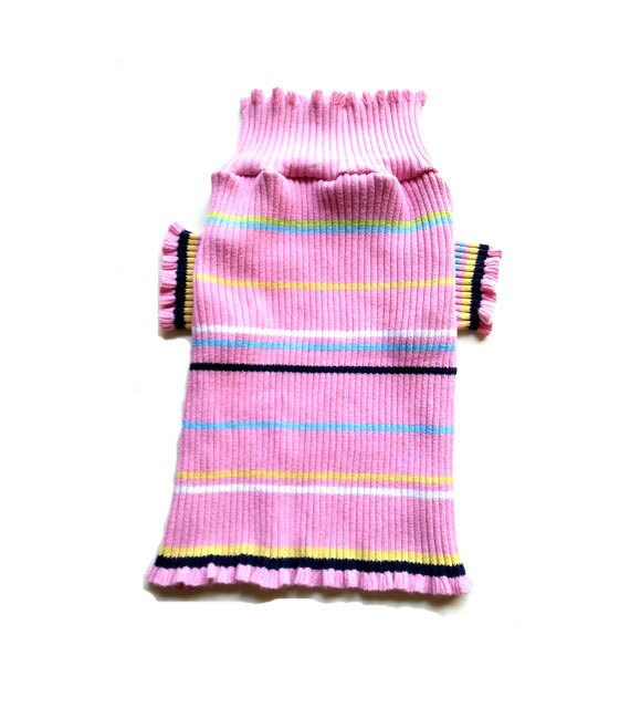 Small Pink Designer Dog Sweater Handmade Pet Puppy Apparel