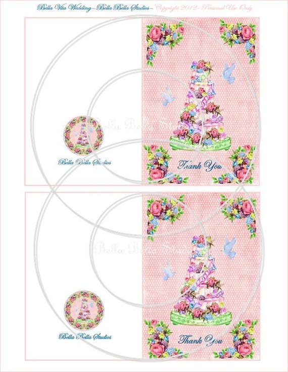 Bella Vita WEDDING THANK YOU Cards Printable - Instant Download by Bella Bella Studios Il_570xn