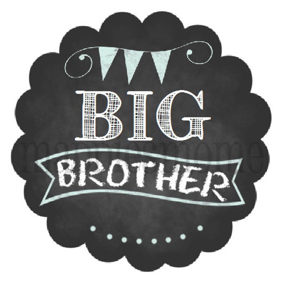 Big Brother DIY Iron on T shirt Transfer Decal Chalkboard