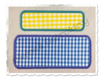 Applique Rectangle Name Tag Frame Machine Embroidery Design - 6 Sizes