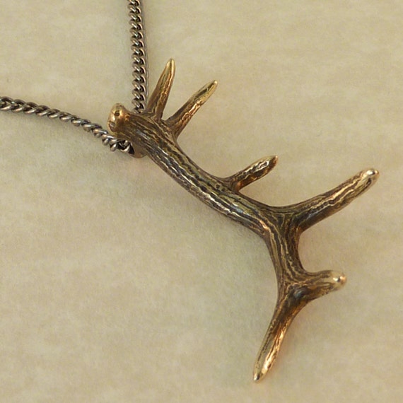Elk Antler Necklace in Solid Bronze by thepewterwolf on Etsy