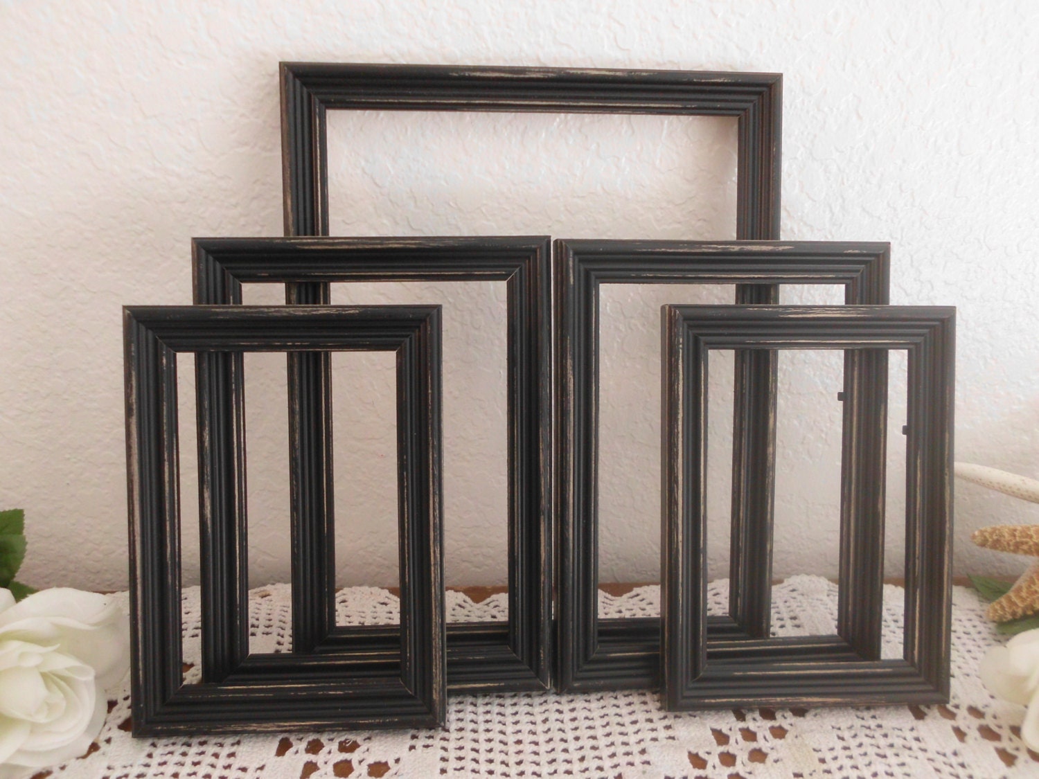 Black Picture Frame Set Rustic Distressed Photo Gallery   Il Fullxfull.493997586 Azc2 