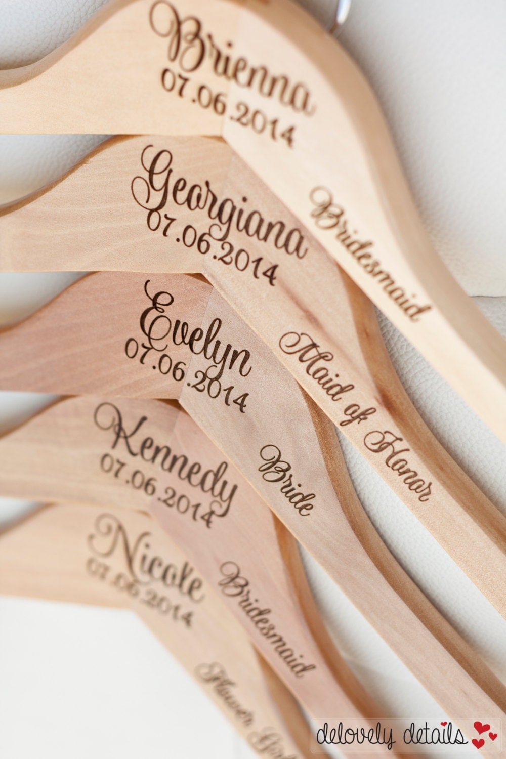 4 Personalized Bridesmaid Hangers Engraved Wood Hangers