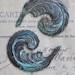 Two Neo Victorian plumes, honey cyan patina
