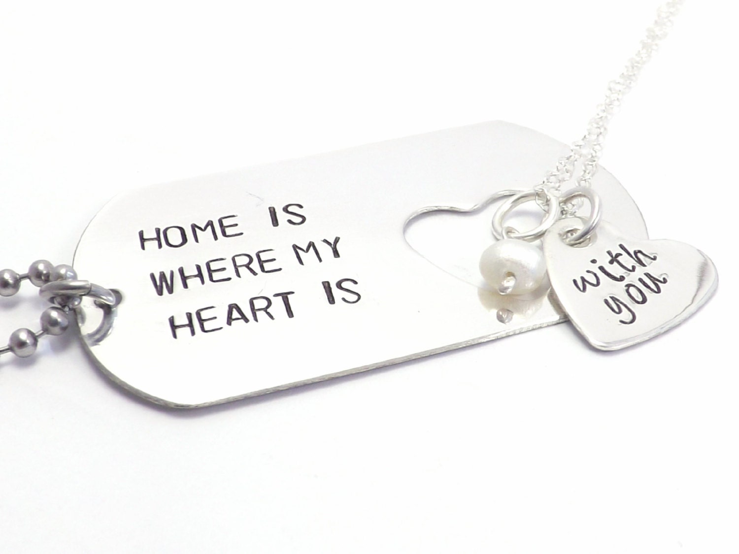 Large Sterling Silver Dog Tag and Heart His by MissAshleyJewelry