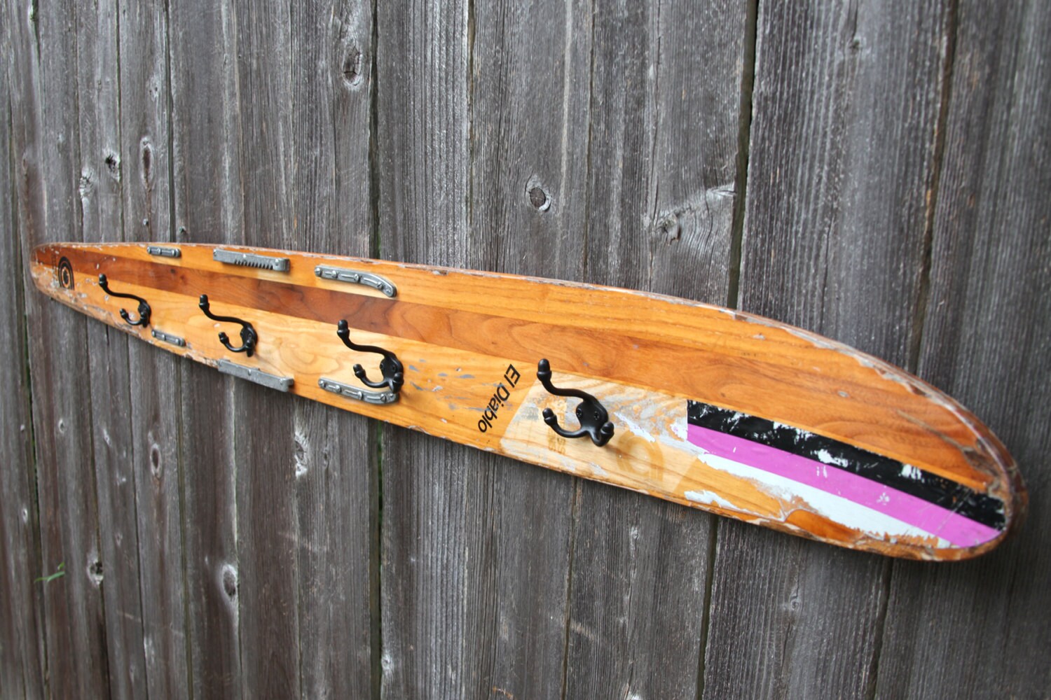 Vintage Wooden Waterski Wall Rack for Coats/Jackets/Hats/Etc.