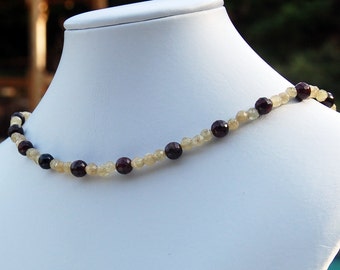 Garnet Rutilated Quartz Natural Stone Necklace
