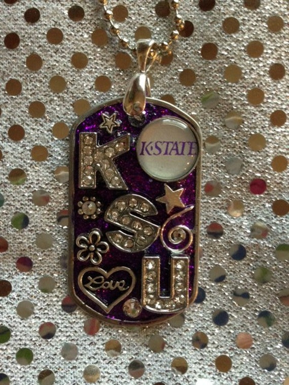 Items similar to Cute Kansas State University Dog Tag Pendant with 21