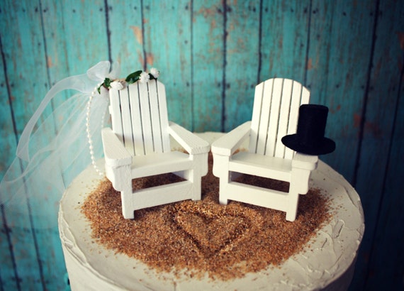 beach wedding chairs-Adirondack chairs-wedding cake topper-beach 
